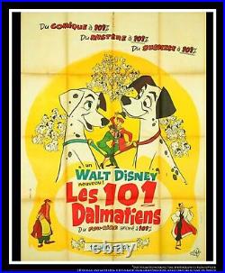 101 DALMATIANS Walt Disney 4x6 ft Vintage Grande Original Poster 1961