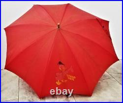 1930 vintage WALT DISNEY PRODUCTIONS UMBRELLA red DONALD DUCK MICKEY MOUSE