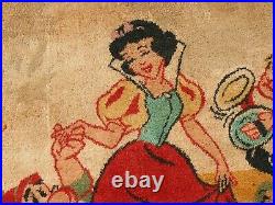 1950's VINTAGE WALT DISNEY Snow White & The Seven Dwarf's Rare wall / rug