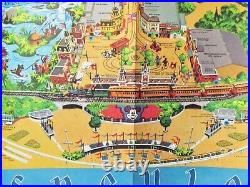 1972 Disneyland Vintage Authentic Map 44x30 Walt Disney Amusement Park Nice