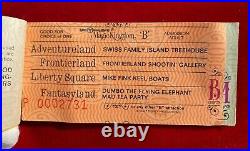1975 Walt Disney World A E TICKET Book with Treasure Island Ticket VINTAGE L6