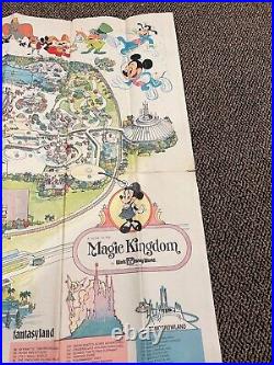 1979 DISNEY Magic Kingdom Walt Disney World Park Map Poster Vintage- Rare NICE