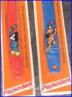 3 Vintage Pepsodent Walt Disney Junior -Toothbrush Lot- Rare Mickey Mouse