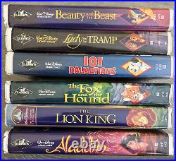 6 Vintage Walt Disney's VHS Black Diamond Classics Beauty & the Beast Lady Tramp