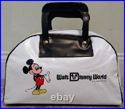 70's Vintage Walt Disney World Mickey Mouse White & Black Duffle Bowler Bag HTF