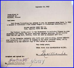 Authentic Vintage 1955 Contract Walt Disney Production Buena Vista 20000 Leagues
