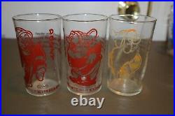 COMPLETE 8 Vintage 1938 Walt Disney Glasses from Snow White and the Seven Dwarfs