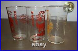 COMPLETE 8 Vintage 1938 Walt Disney Glasses from Snow White and the Seven Dwarfs