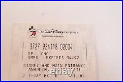 Disneyland The Walt Disney Company Vintage Paper Item 1991 Admission Ticket