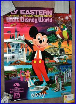 Eastern Airlines Walt Disney World Vintage Poster 1977 40 x 30, Mickey Mouse