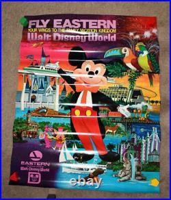 Eastern Airlines Walt Disney World Vintage Poster 1977 40 x 30, Mickey Mouse