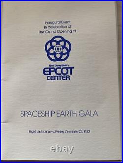 Epcot Spaceship Earth GALA PROGRAM Inaugural Grand Opening 1982 Disney Vintage