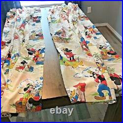 Lot 4 Vintage Walt Disney Productions Mickey Minney Curtains Panels Fabric EUC