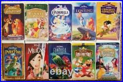 Lot of 21 Vintage Walt Disney VHS Movies (All Are Animated) Many Are Like-New