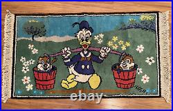 Lot of 5 Vintage Walt Disney's Woven Rugs, Donald, Mickey, Goofy & Pinocchio