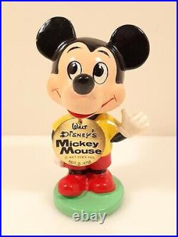 MICKEY MOUSE BOBBLEHEAD Painted Wood Rare Vtg 60's Walt Disney Original NICE