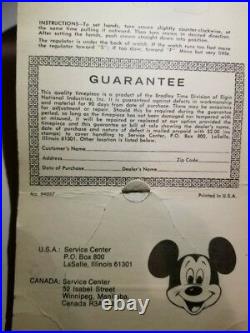 Mickey Mouse 1970 Vintage Bradley Time Winding Pocket Watch Walt Disney New NOS