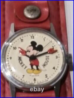 Mickey Mouse Wrist Watch Walt Disney Original Box Swiss made Vintage Rare