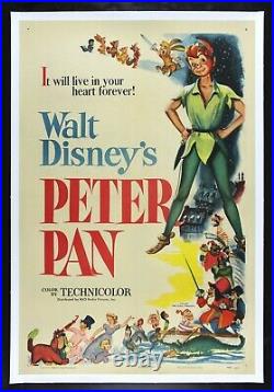 PETER PAN CineMasterpieces 1953 WALT DISNEY VINTAGE ORIGINAL RARE MOVIE POSTER