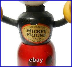 RARE EARLY 20TH C VINT 1920'S HND PNTD ENML MICKEY MOUSE WOOD FIG c. WALT DISNEY