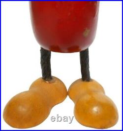 RARE EARLY 20TH C VINT 1920'S HND PNTD ENML MICKEY MOUSE WOOD FIG c. WALT DISNEY