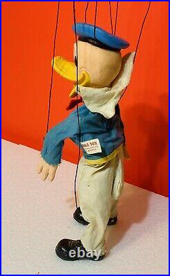 RARE! VTG Walt Disney Donald Duck Marionette Puppet Gund Mfg. Pat #2509135 1960's