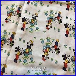 RARE Vintage Blue Walt Disney Mickey Minnie Mouse Mushroom Fabric