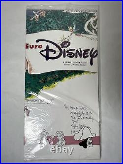 RARE Vintage Euro Disneyland Resort Park Map Carte Souvenir Paris Signed Sam McK