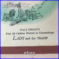 RARE Vintage Framed Lithograph Lady And The Tramp By Walt Disney
