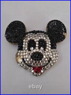 RARE Vintage Walt Disney Mickey Mouse Rhinestone Brass Brooch WDCC06