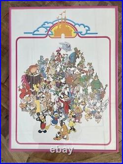 RARE Vintage Walt Disney Productions Characters Framed Poster