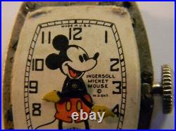 Rare Vintage 1938 Ingersoll Mickey Mouse Walt Disney Watch Runs Rare Repair
