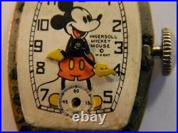 Rare Vintage 1938 Ingersoll Mickey Mouse Walt Disney Watch Runs Rare Repair