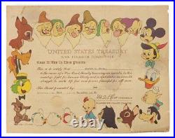 Rare Vintage 1944 WWII Walt Disney United States Treasury War Bond