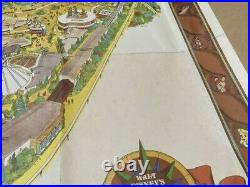 Rare Vintage'80 Walt Disneyland Map Poster Travel Theme Park Poster 30 X 45 in