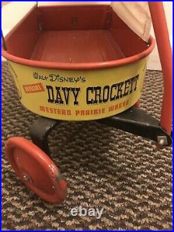 Rare Vintage Tin Litho Walt Disneys Official Davy Crockett Western Prarie Wagon