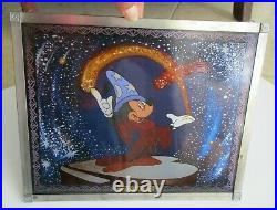 Rare Vintage Walt Disney Aniglass Stained Glass Animation Mickey Mouse Fantasia
