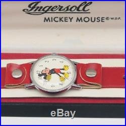 Rare Vtg Ingersoll Mickey Mouse Walt Disney Productions Wrist Watch Original Box