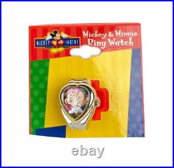 Retro Vintage Walt Disney RARE Mickey & Minnie Stretch Heart Shaped Ring Watch