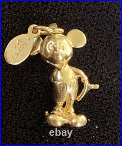 SOLID 14k Gold Vintage Authentic Walt Disney MICKEY MOUSE 3D CHARM Pendant + Tag