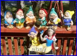 Snow White and The Seven Dwarfs Ceramic Figurines Set Walt Disney Prod VINTAGE