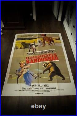 THE INCREDIBLE JOURNEY Walt Disney 4x6 ft Vintage French Grande Poster 1963