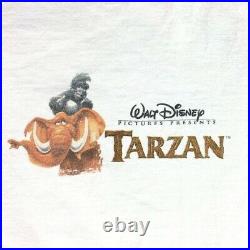 Tarzan Walt Disney Mens Basicss Graphic T-Shirt White 100% Cotton Vintage Tee L