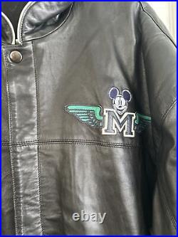 The Walt Disney Gallery Mickey Vintage 1928 Leather Motorcycle Jacket Sz L Black