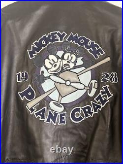 The Walt Disney Gallery Mickey Vintage 1928 Leather Motorcycle Jacket Sz L Black