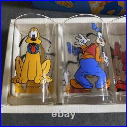 Unused In Box Walt Disney Company Glasses Cup Set Vintage Mickey Donald Pluto
