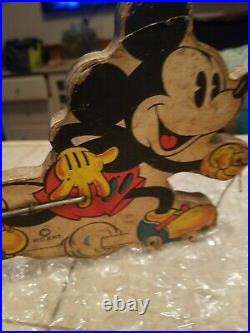 VINTAGE 1930s WALT DISNEY ENT HILL COMPANY MICKEY MOUSE PULL TOY SUPER RARE