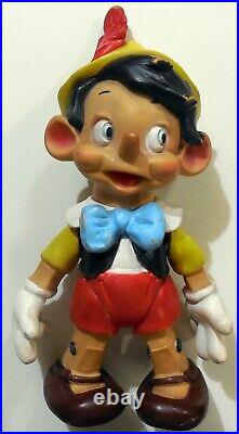 VINTAGE LARGE SQUEAK RUBBER TOY PINOCCHIO WALT DISNEY LEDRA MADE IN ITALY 1960s