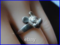 VINTAGE STERLING SILVER MICKEY MOUSE RING Walt Disney Size 7.5