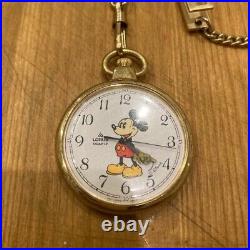 VINTAGE Walt Disney Productions LORUS Pocket Watch MICKEY MOUSE Quartz Japan